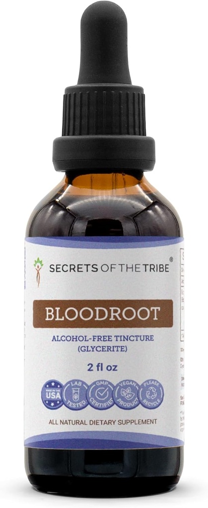 Tribe asiņaino rotu noslēpumi Tinktūra Bezspirta ekstrakts, Atsponsīvi audzētas Asiņainās saknes (Sanguinaria Canadensis) Kaltētas saknes Tincture papildinājums (2 FL OZ)
