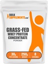 BulkSupplements.com Zāles kausēts sūkalu proteīns Pulveris - sūkalu olbaltumvielu koncentrāts Pulveris - Neuzliesmojošs un lipeklis brīvs, 30g per Serving, 250g (8.8 oz) (1. iepakojums)