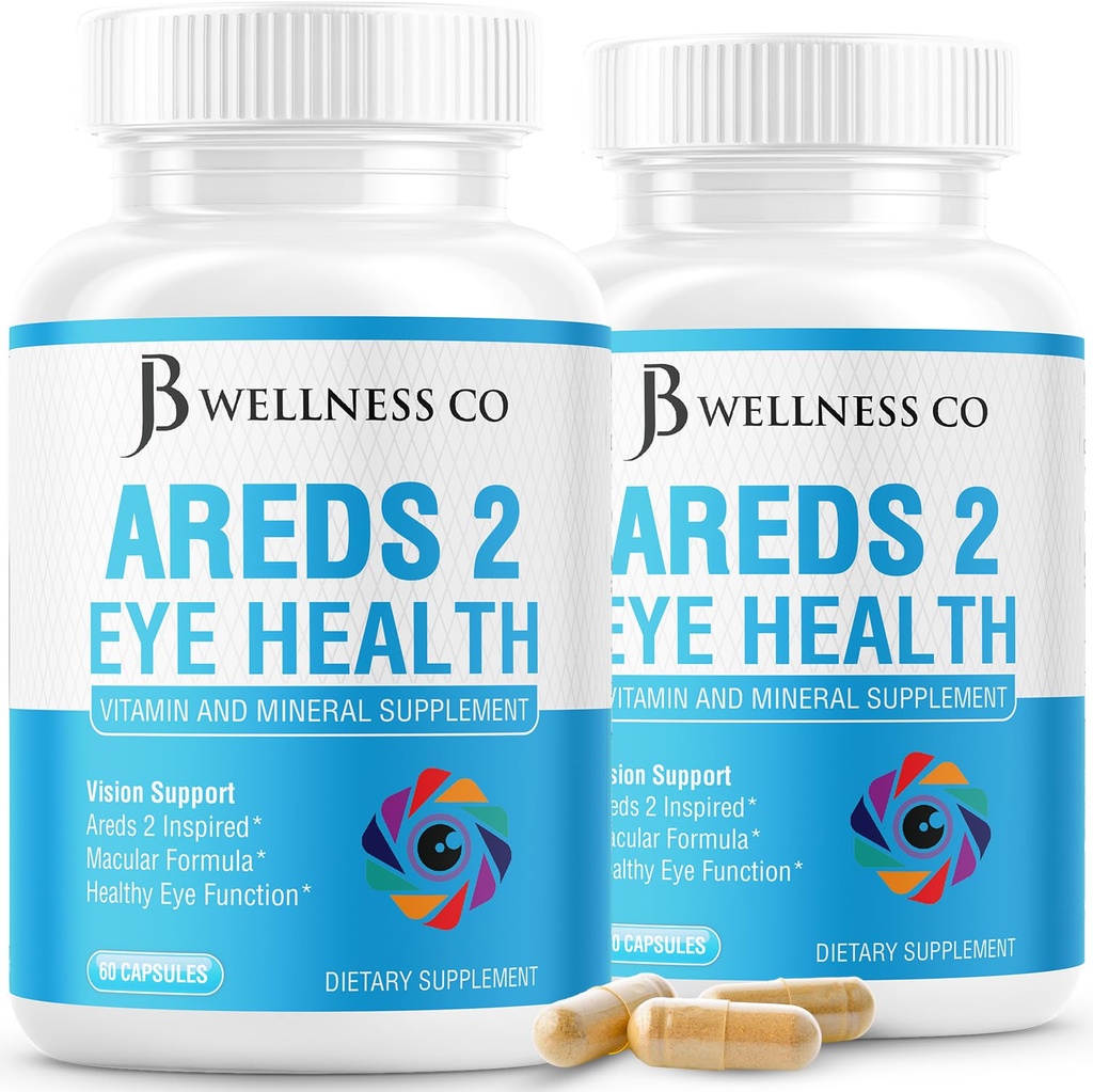 JB Wellness AREDS 2 Acu vitamīns un minerālvielas Papildinājums, Satur luteīnu, C vitamīnu, Zeaksantīnu, Cinku un vitamīnu Uzlabot Redzes papildinājums - 120 Skaits