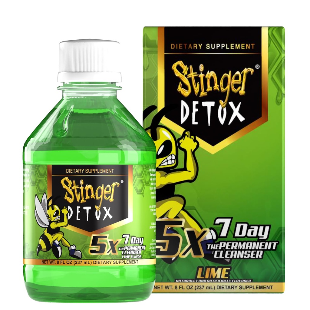 Stinger Detox 5X 7 dienu īpašais stipruma pastāvīgais dzēriens – Laima Flavor – 8 FL OZ