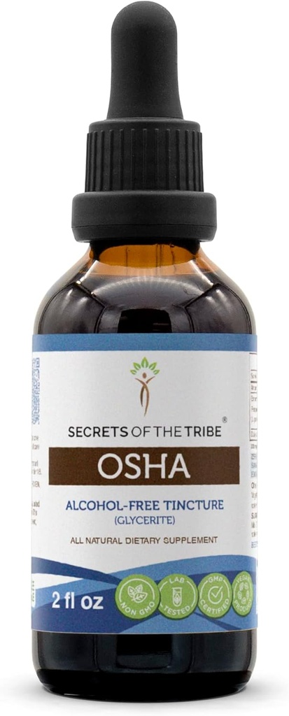 Noslēpumi no Tribe OSHA Tincture Alkohola-free ekstrakts, augstas devas augu pilieni, Tincture Izgatavots no Respiratorās sistēmas Health 2 unc