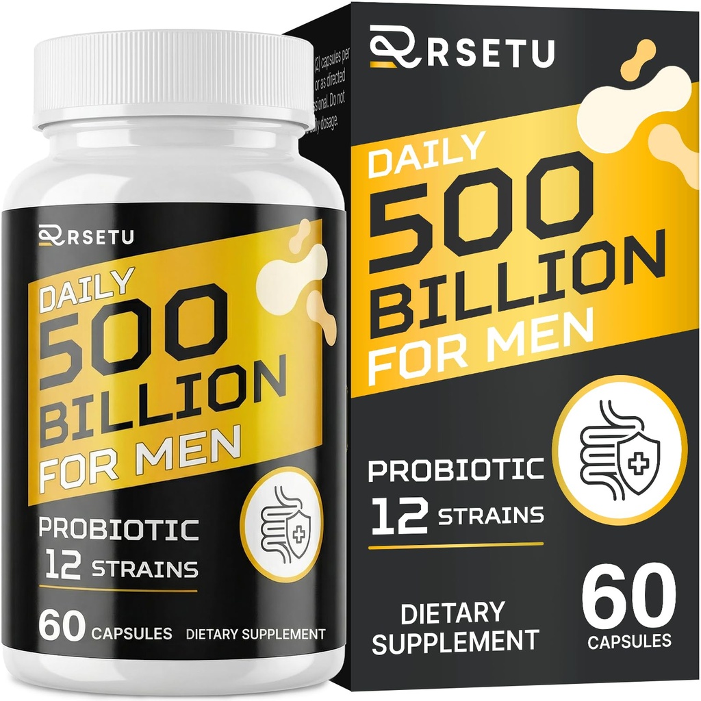 Probiotikas vīriešiem, 500 miljardi KVV un 12 celmi Vīrieši Probiotikas ar turmeric Cranberry, Godji, Gut Health for Men, for Digestive Health, Gut, Bloating & Gas, Imūnās, Energy Support, 30-Day Supply