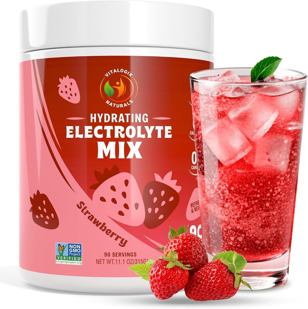 Elektrolītu pulveris – Nulles cukura hidratācija Mix - 90 Kalpo - Keto, Vegan, lipeklis-free -- dabas Elektrolīti muskuļu reģenerācijai, enerģija un imūnās sistēmas atbalsts -- zemeņu Flavor -- runners, sievietes