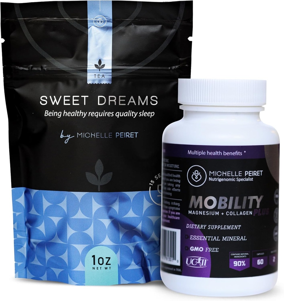 Wellness Bandle with Valerian Root Sweet Dreams Tea & Mobilitāte Magnijs ar kolagēna pulvera kapsulas, Dabas sastāvdaļas, 60 Servējumi