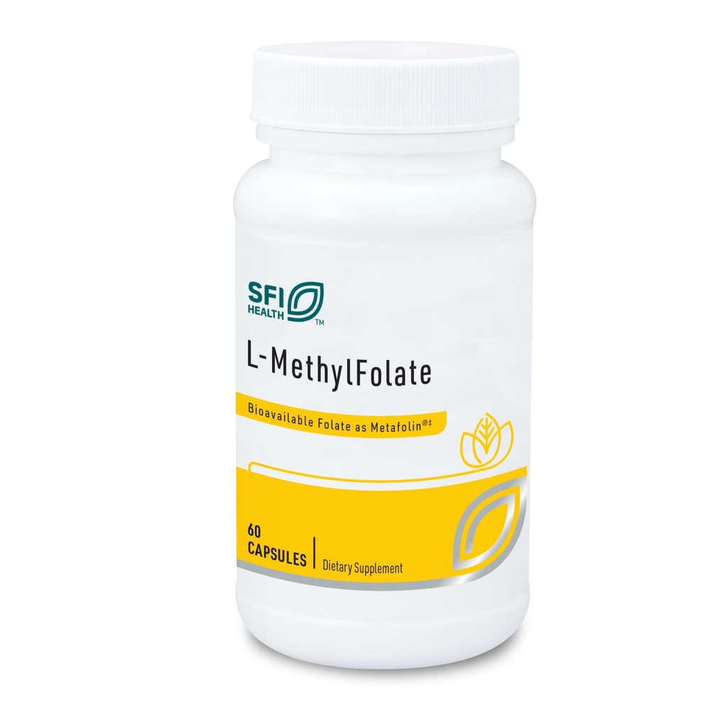 Klaire Labs SFI Health L-metilfolāts - 1000 μg Folāts Viegli biopieejams, hipoalerģiskas 1000 mikrogrammas (1 Milligram) Metafolīns L-5-MTHF (60 kapsulas)