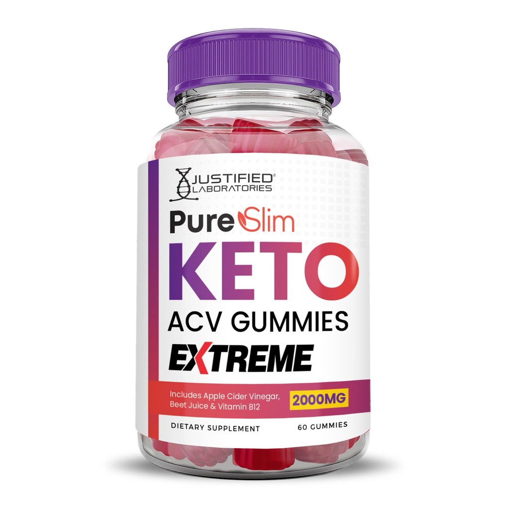 Tikai laboratorijas Pure Slim Keto ACV Gummies Extreme 2000MG PureSlim Keto Gummies Advanced Formula Apple Sidra Etiķis ar granātābolu biešu sulu pulveri B12 Vegan Non GMO 60 Gumys