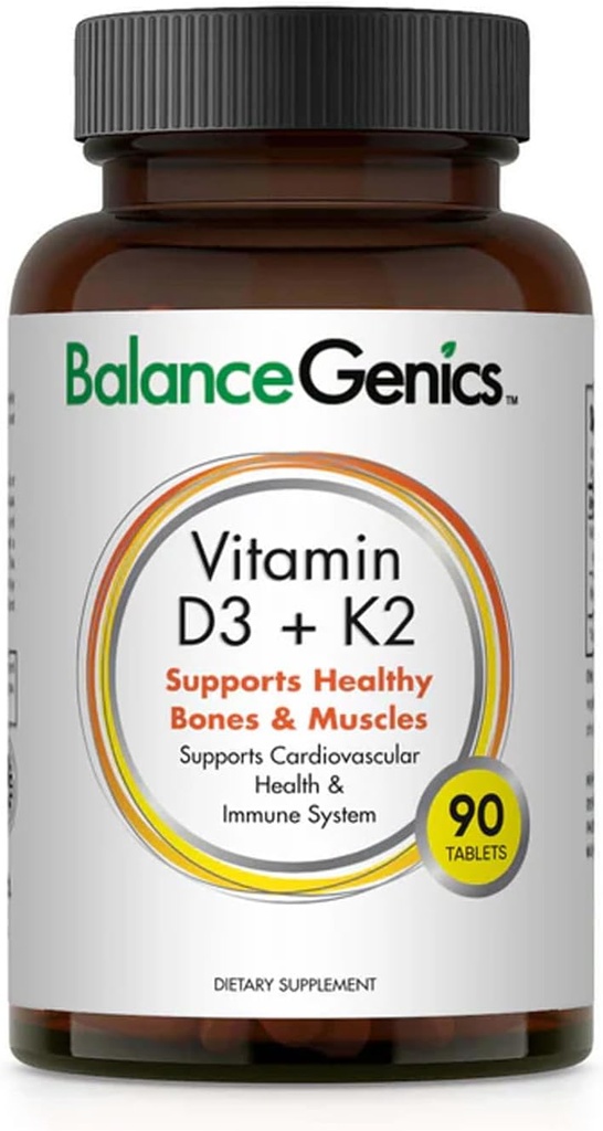 Vitamīns D3 + K2 Veseliem kauliem un muskuļiem - Uztura papildinājums atbalsta imūno sistēmu, muskuļu funkcijas un vispārējo labsajūtu - kalcija papildinājums ar organisko formulu - 50mcg D3 un 75mcg K2