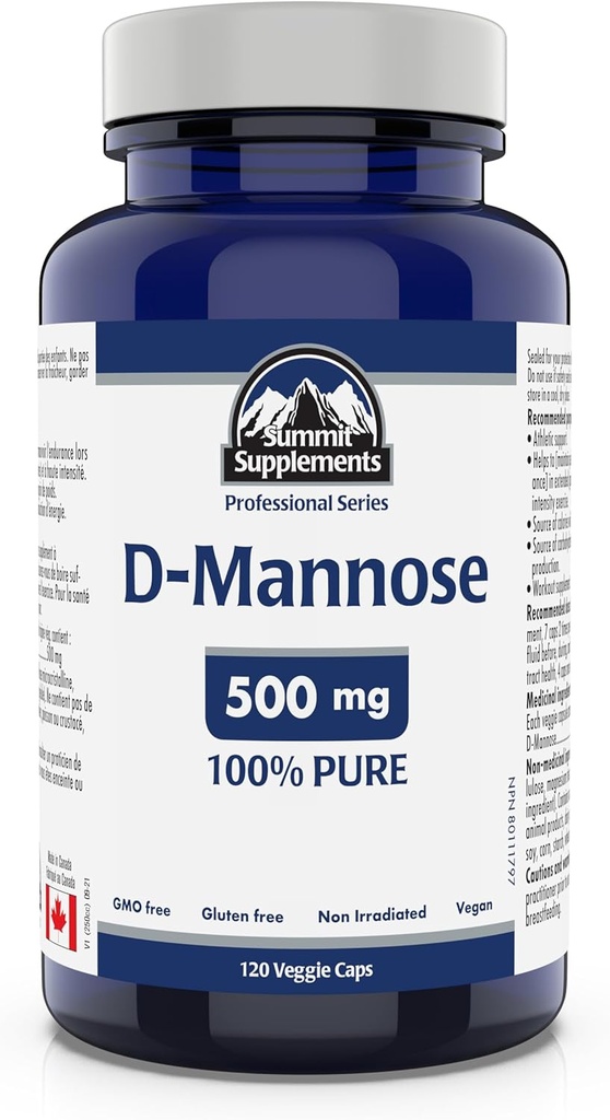 Summit papildinājumi - D-Mannoze kapsulas 500 mg, 120 Veggie Caps - atbalsts Urīnceļu veselība - avots Ogļhidrātu, lai atbalstītu enerģijas ražošanu - Athletic atbalsts papildinājums