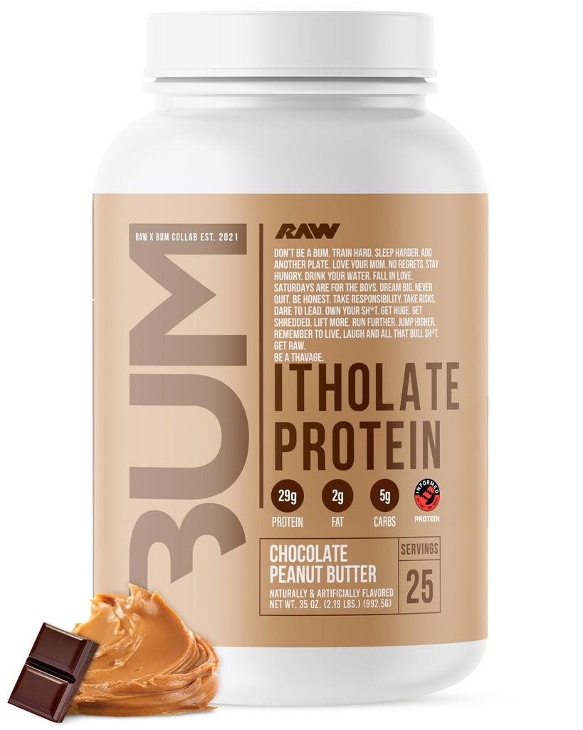 Raw Whey Isolate Protein Pulveris, Šokolādes zemesriekstu sviests (CBUM Itolate) - 100% Grass-Fed Sports Nutrition Pulveris muskuļu augšanu un atjaunošanos - zemu tauku, zems Carb, dabiski uzliesmo - 25 Kalpo