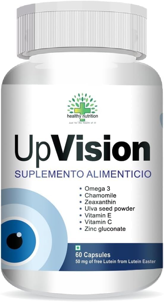 Generic Upvision Eye Care Supplemnt acu veselībai ar Omega 3 vitamīnu, E vitamīnu, VIT A, VIT C, luteīnu, Zeaksantīnu, VIT B2 Veģetāru 60 1 kapsulas iepakojumu