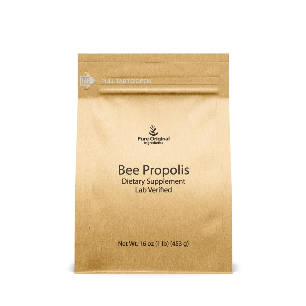 PURE ORIĢINĀLS SASTĀVDAĻAS Bišu propolisa pulveris (1 lb) Nav pildvielu, Lab Verified, Vienmēr Pure