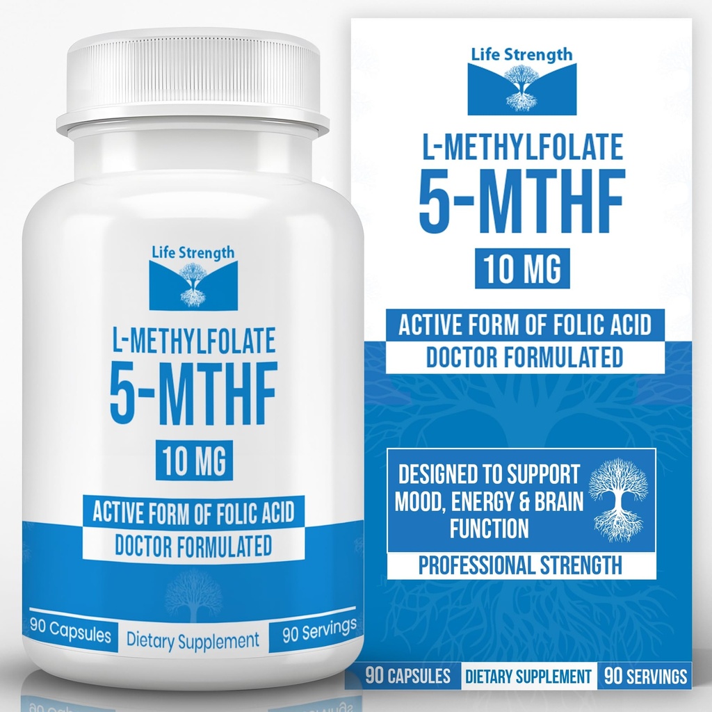 L-metilfolāts 10 MG, Optimizēts un augsti bioaktīvs metilfolāts, 5-MTHF papildinājums gara un imūnās sistēmas atbalstam, dabas uztura papildinājums enerģijai, bez GMO un lipekļa, 90 kapsulas