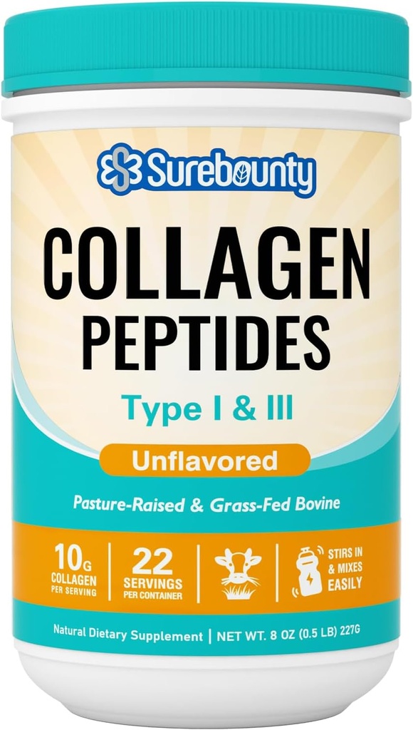 Kolagēna peptīdu pulveris, I un III tips, ar zāli barotu liellopu avots, nedegošs, viegli izšķīdina, āda, mati, nagu un muskuļu kopšana, paleo un Keto Friendly, 8oz