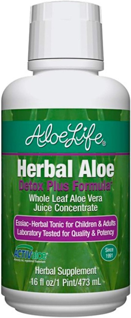 Aloe Life – Detox Plus Formula, Aloe-Based Detox Papildinājums, Aloe Vera Juice Tīrīšana, Veicina Veselīgāku Digestion, Koncentrēts Herbal Tonic, Gut Health Detox General Wellness (Lemon Laime, 16oz.)