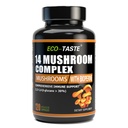 14 Sēnes Papildinājums 120 Kapsulas - Imūnsistēmas Booster & Nootropic Brain Papildinājums - ar Lion’s Mane, Reishi, Maitake, Turkey Tail, Chaga Complex - Melnie Pipari Absorbcijai, 30% Beta-Glucan