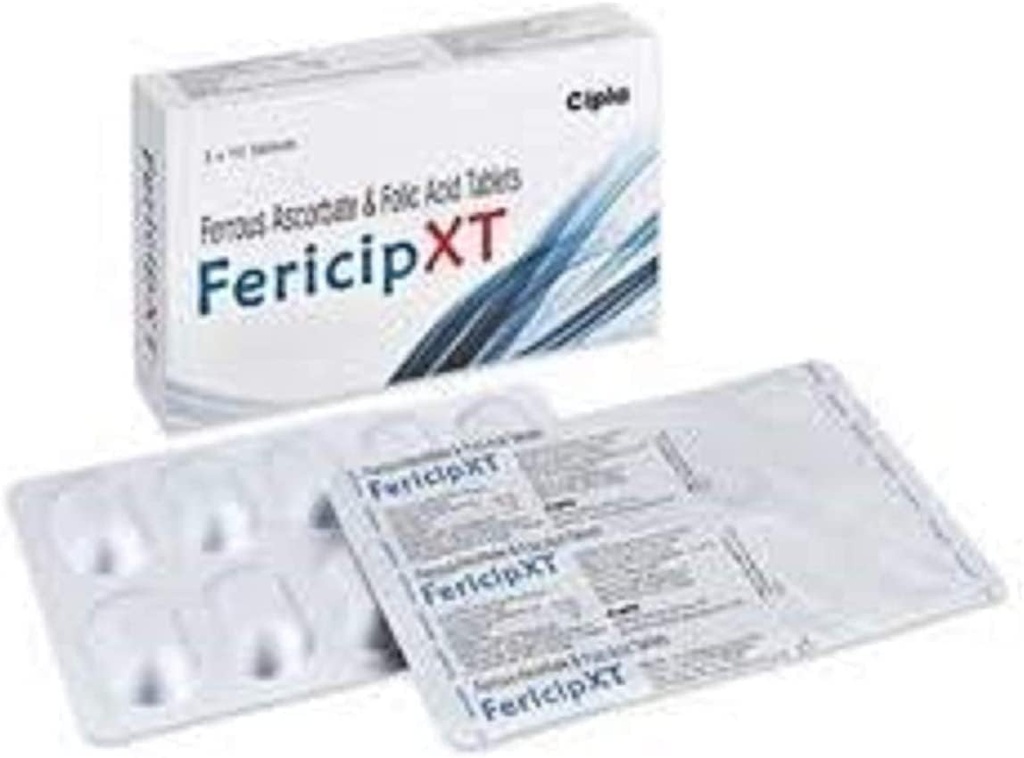 Pamata Pub Fericip- xt Ferrous Ascorbate un Folijskābes 30 tabletes