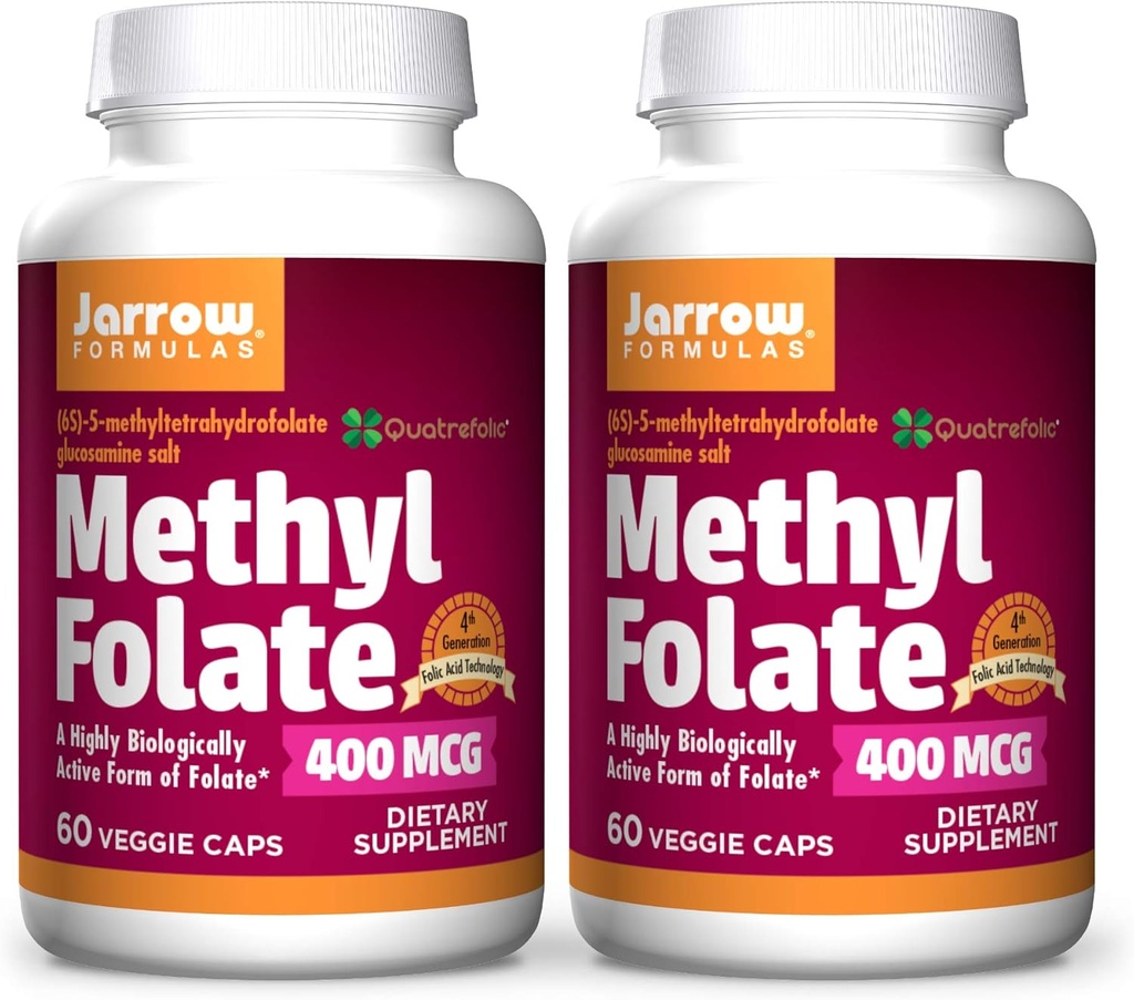 Jarow Formulas Metilfolāts 400 μg - 60 Veggie Caps, iepakojumā 2 - augsti bioloģiski aktīva forma Folāts - 4 paaudzes Folijskābes tehnoloģija - 120 Kopā Kalpo
