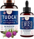 WINDSOR BOTANICALS Tudca ar silimarīna piena dadžinu un vegānu B12 vitamīns Šķidrums - Veselības atbalsts Bandle