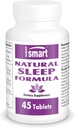SuperSmart - Dabiskā Miega Formula (Advanced Formula) - ar L-Tryptophan, Valerian Root, Hop, Eschscholzia Callifornica - Augu Papildinājums Ne-GMO & Gluten Bezmaksas - 45 Tabletes
