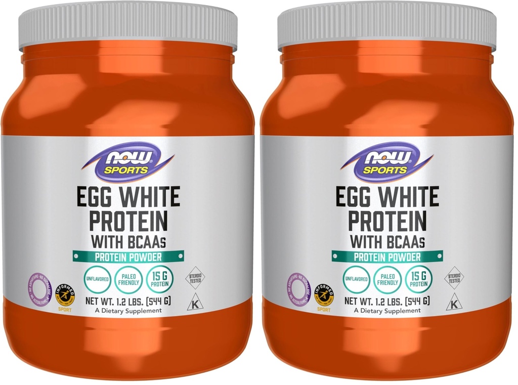 NOW Sports Nutrition, Olu baltās olbaltumvielas, 16 g ar BCAA, Neuzliesmojošs pulveris, 1,2-putns (iepakojums no 2)