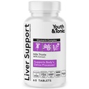 Jaunieši un toniski aknu Detox tīrīt papildinājums – Silymarin Milk Thistle Complex Formula ķermeņa veselībai, remonts un atbalsts – Non-GMO augu vitamīni – 60 kapsulas sievietēm un vīriešiem