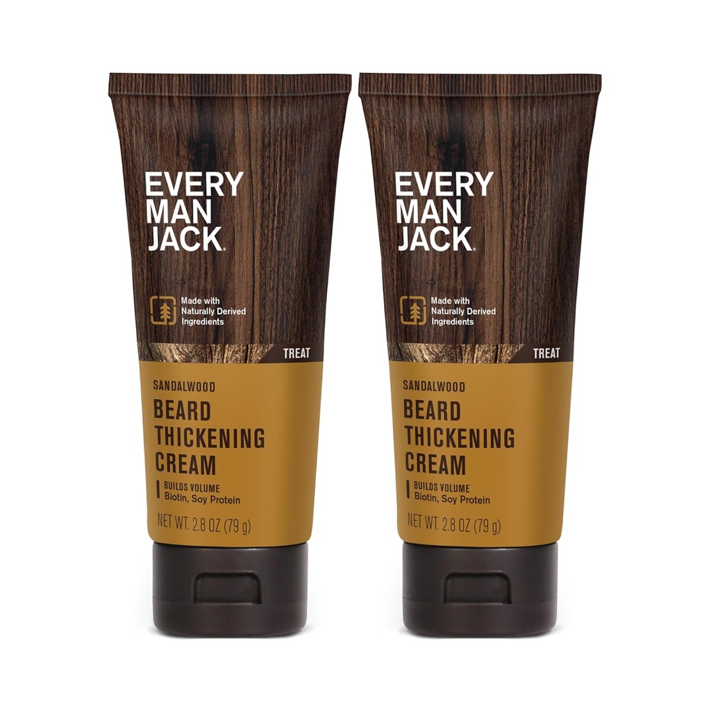 Katrs cilvēks Jack Beards Biezinošs Krēms - Stiprina, Biezs, Barojas - Viegls Sandalwood Smarža - Ražots ar dabiski atvasinātu Sastāvdaļas, piemēram, Biotīns, B6 vitamīns, Sojas proteīns - 2.8oz - 2 Pack