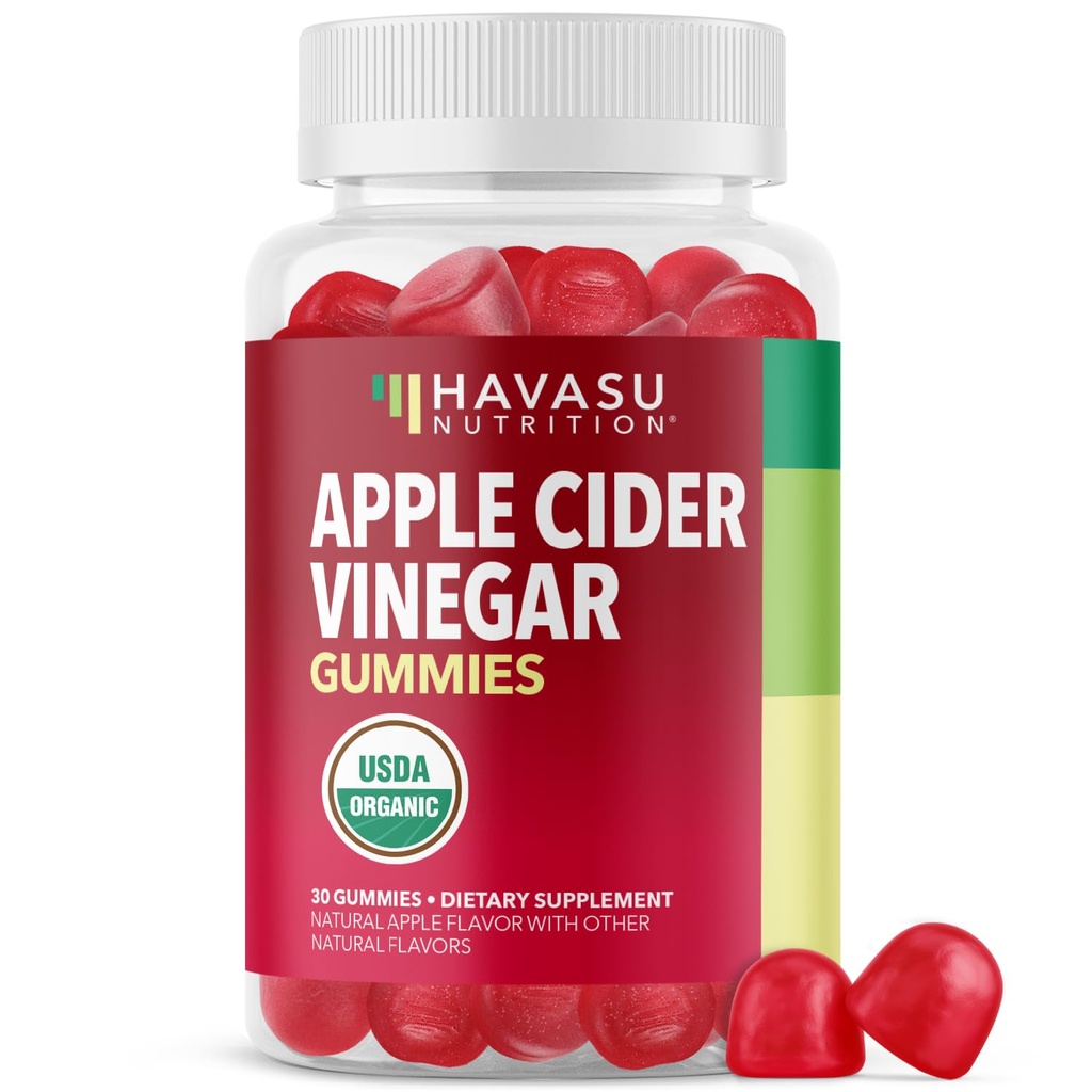 Ābolu sidra Etiķis Gumijas - Organic ACV Vitamīni gremošanas veselībai, Metabolisma un zarnu atbalsts - 30 Grāfs - Vegan, Non-GMO, No Gluten-Free - Garšīgs Flavor & No Harsh Garša - 15 dienu piegādes