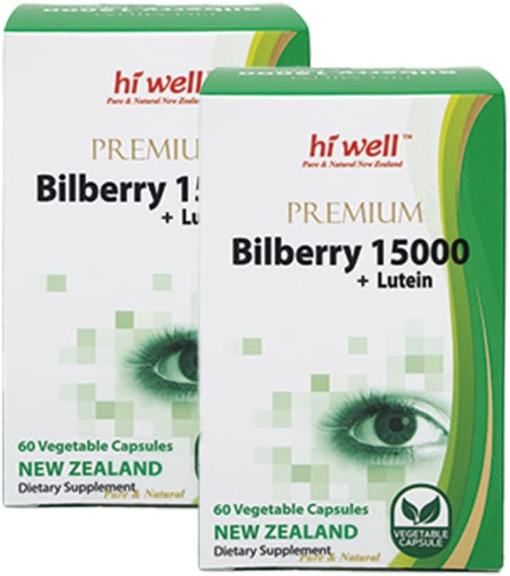 Iepakojums no 2) Hi Well Premium Melleņu 15000 + Luteīns 60VegeCapsules