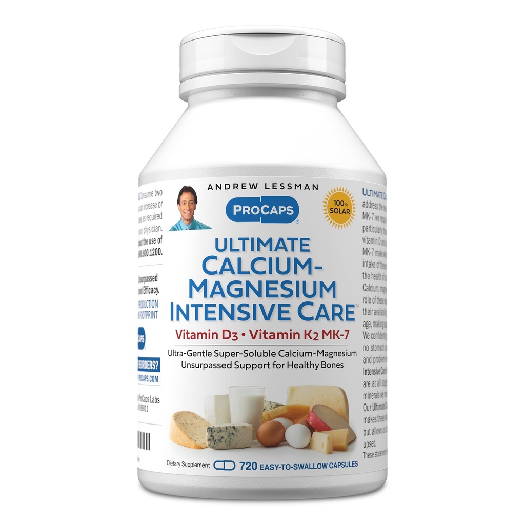 ANDREW LESSMAN Ultimate Calcium-Magnesium Intensīva aprūpe ar vitamīnu D3 & K2 MK7-120 μg - 720 kapsulas - Kaulu un skeleta veselības Essentials. Mierīgi norīt, superšķīd. Piedevas nav
