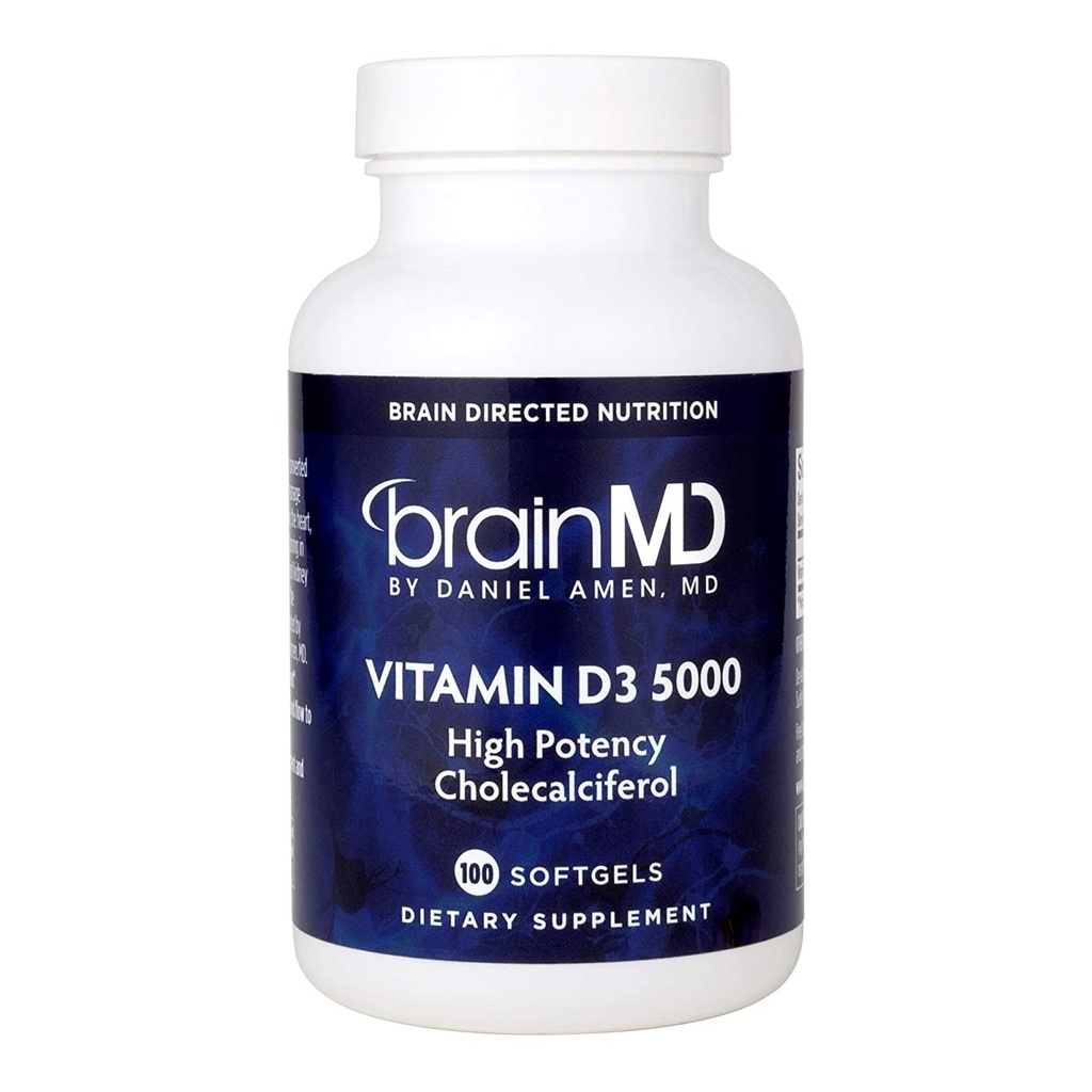 Dr. Amen D3 vitamīns 5000 - 100 Softgels - augsts potences holekalciferols - bez lipekļa - 100 Kalpojumi