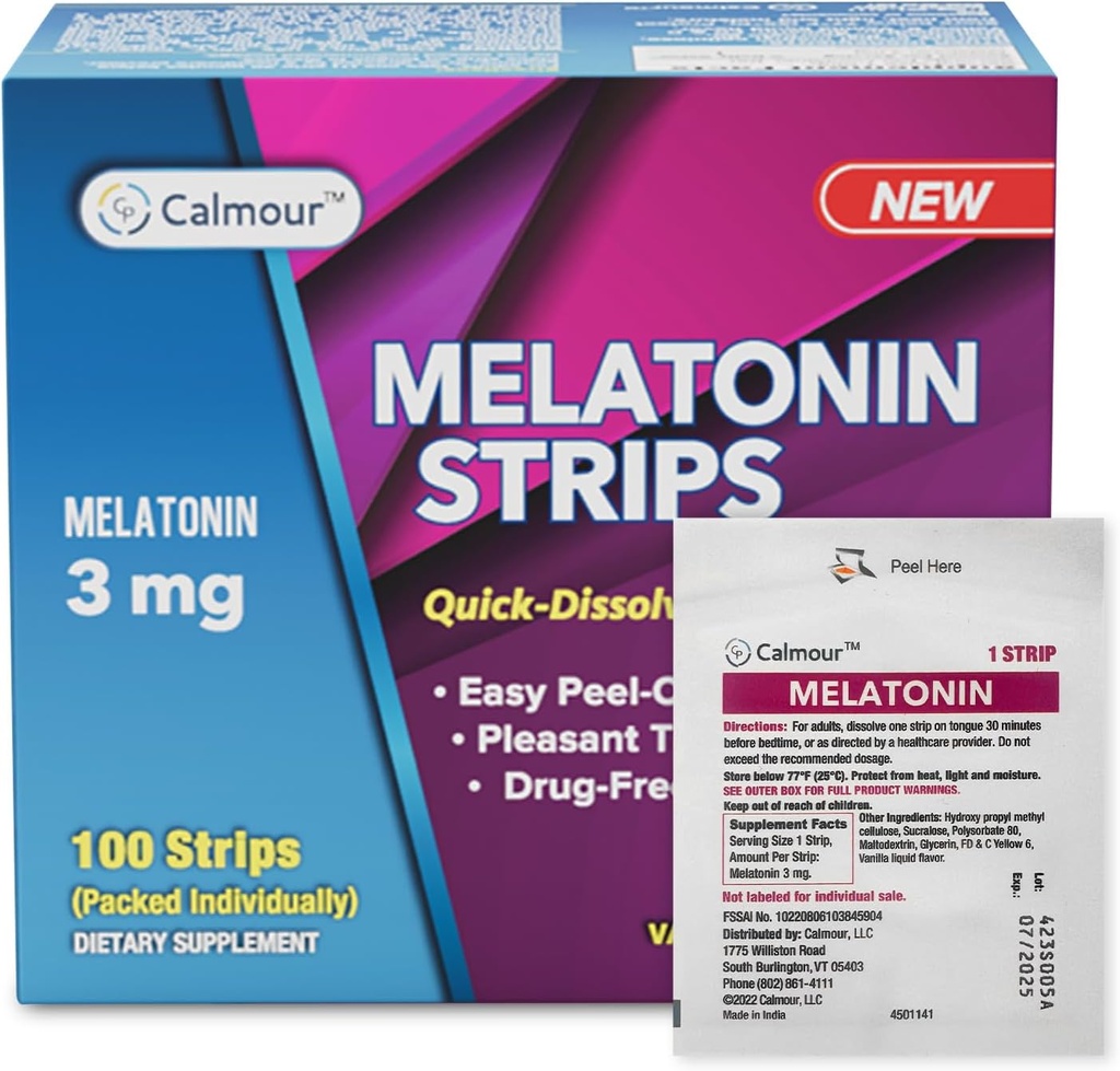 100 orālais Miega Strips ; Quick-Dissoling 3mg Melatonin Strip ; Darbi ātrāk nekā Gumies ; Relaxation Napping bagātinātāji ; Ultimate Miega atbalsts labākai atpūtai un acu veselību