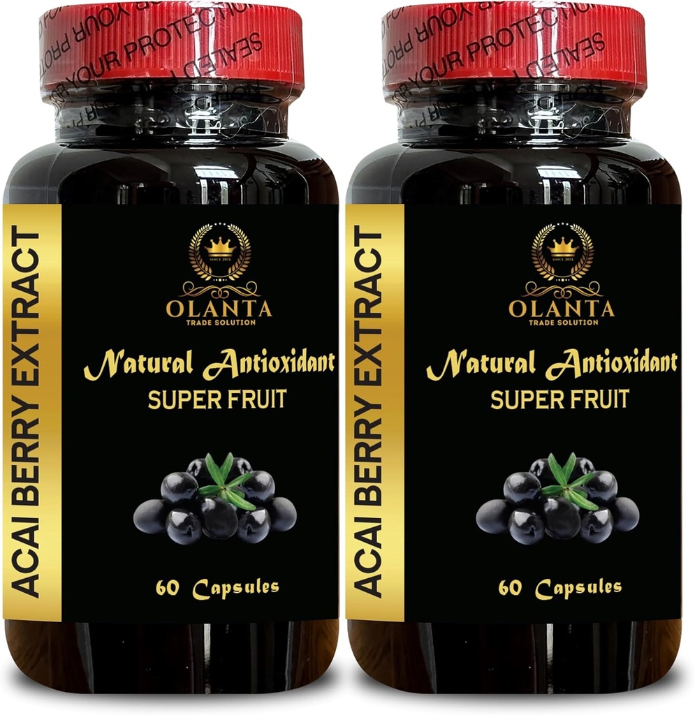 ACAI Berry ekstrakts - Antioksidants-Rich Superfood imūnā atbalsta sievietēm un vīriešiem, Wellness Recharge, Daily Energy Support - 2 pudeles 120 kapsulas.