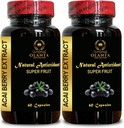 ACAI Berry ekstrakts - Antioksidants-Rich Superfood imūnā atbalsta sievietēm un vīriešiem, Wellness Recharge, Daily Energy Support - 2 pudeles 120 kapsulas.