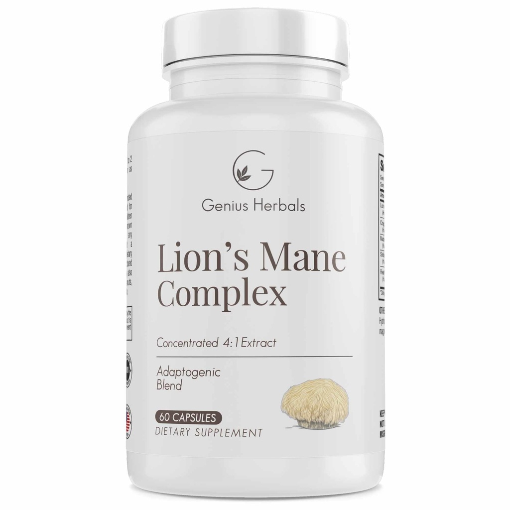 Lions Mane Complex - Koncentrēts 4:1 Smadzeņu veselības, kognitīvā un atmiņas atbalsta ekstrakts - 60 kapsulas