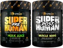 ALPHA LION Superhuman Pre Workout Pulveris un post Workout Recovery Bandle, ilgstoša enerģija un Focus + Lean Muskuļu augšanu, spēks un apjoms (Hulk Juice un muskuļu Marg