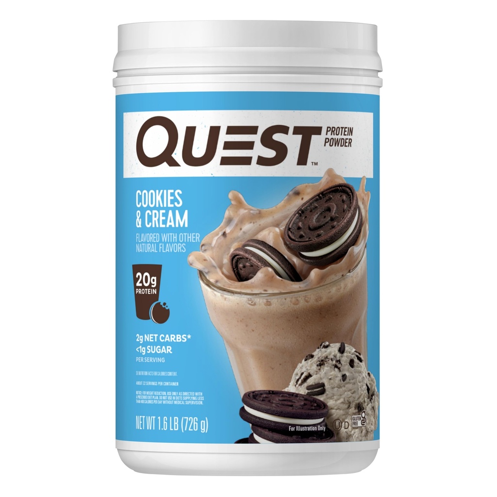 Quest Nutrition Cookies & Cream Protein Pulveris, 20g Olbaltumvielas, 1g Cukura, Zems Karbs, Bez lipekļa, 1.6 Dzērieni, 24 Pasniedz