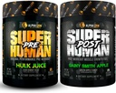 ALPHA LION Superhuman pre Workout pulveris un post Workout Recovery Bandle, ilgstoša enerģija un Focus + Lean Muskuļu augšanu, stiprums un apjoms (Hulk Juice un Gainy Smith Apple)
