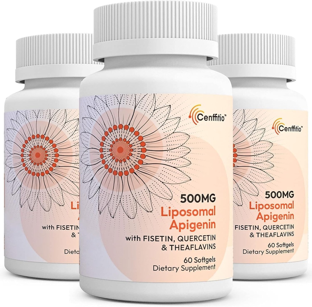 Liposomālais apigenīns 500mg Softgels - Optimāls Apigenin Papildinājums ar Fisetīnu, Quercetīnu un Teaflavīnu - 6 mēnešu piegādes