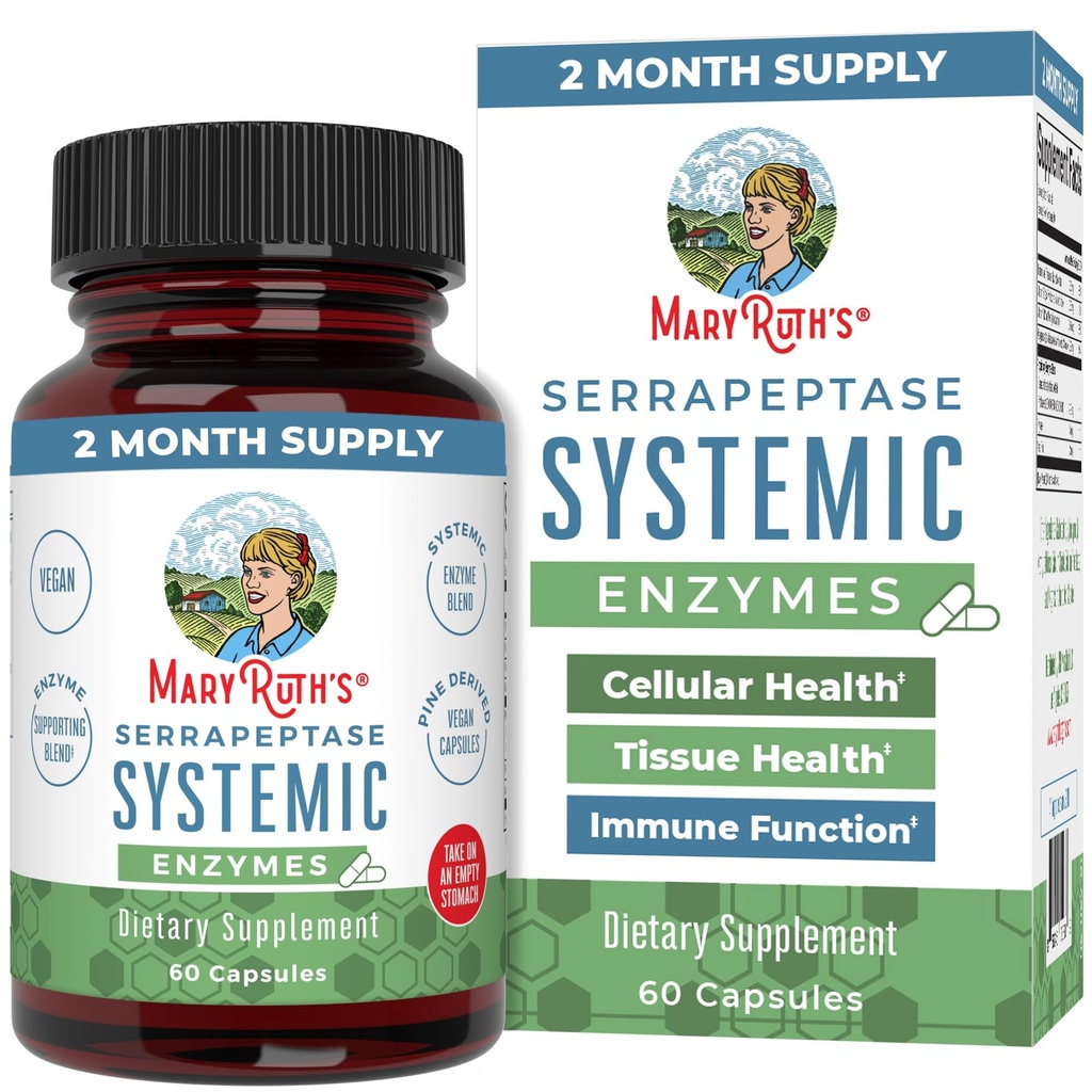 MaryRuth Organics Serapeptāzes fermentu kapsulas                - līdz 2 mēnešiem Apgādes - - Enzīma papildinājums augstas potences Sinus Relief Pills - Audu veselības un šūnu veselības - - Vegāns - bez lipekļa - 60 Skaits