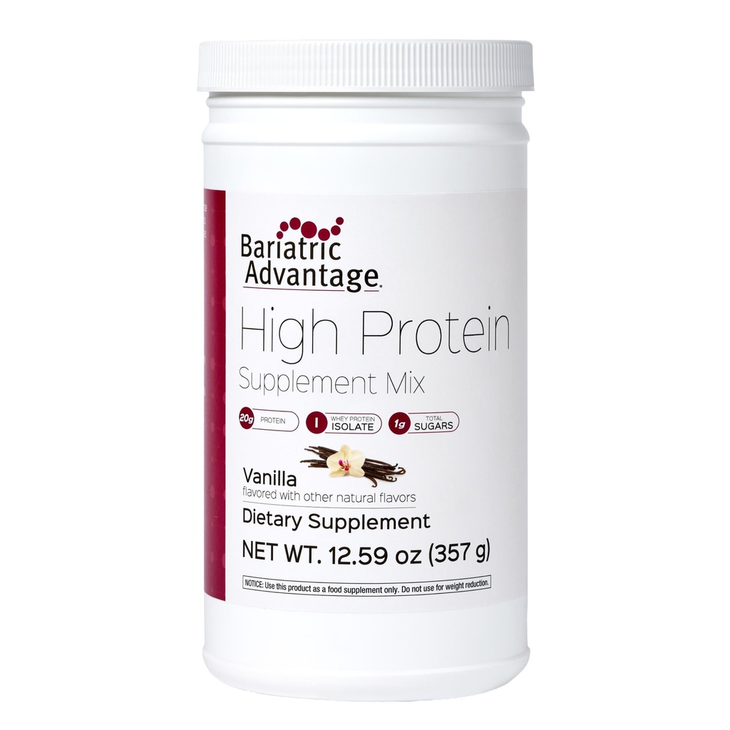 Bariatriskā priekšrocība Augsta Proteīna Papildinājums Mix - Bariatriskā Proteīna Pulveris - 20 g Olbaltumvielas - Pre- & Post-Bariatric ķirurģijas pacientiem - ar dzelzi, kalciju un vairāk - 14 Servējumi - Vanilla