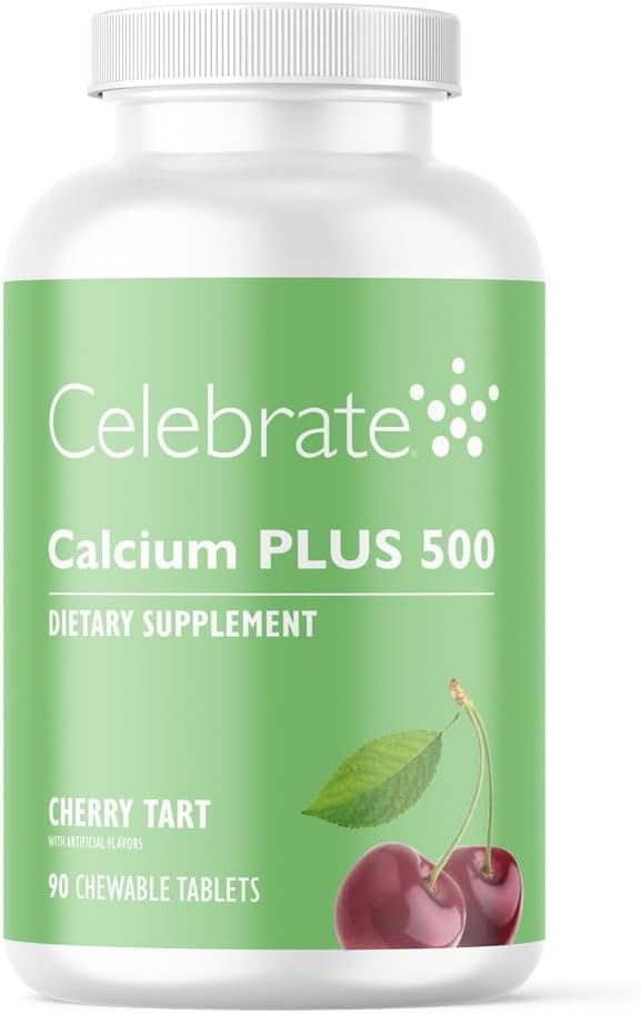Atzīmējiet vitamīnus Kalcija Plus - 500mg Kalcija citrāts, 333 SV D3 vitamīns un 34mg Magnijs pēcbariatriskās operācijas - bez lipekļa un bez cukura - Ķiršu, 90 košļājamās tabletes