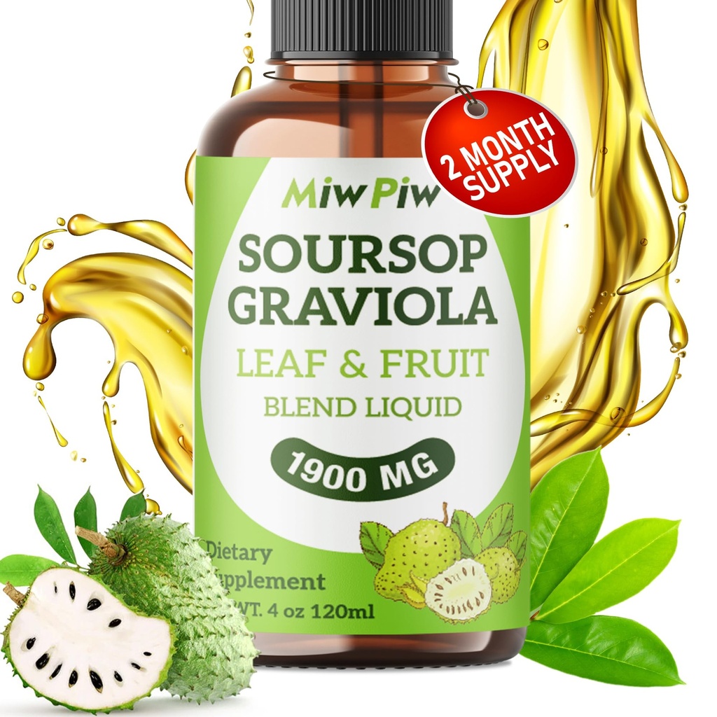 Sorsop Liquid Drop 4 Fl oz šūnu atbalstam un reģenerācijai, imūna Boost, relax, aknas un miegs, soursop Bitters Šķidrums, augu labsajūta, bez cukura/glutēna, dabisks uzliesmojums