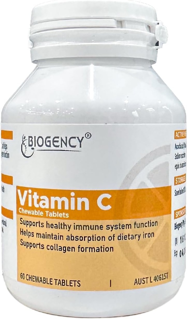 60 tabletes Vegan Food Vitamīns C Košļājamā Papildinājums - Absorbējams organisks antioksidants Askorbīnskābe Uzlabo ādas bojājumus Imunitāte - bez lipekļa pieaugušajiem un bērniem, 1 iepakojums