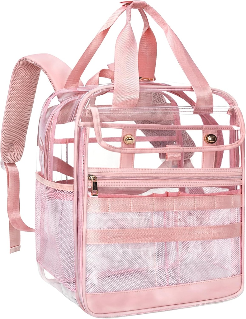 Clear Heavy Duty PVC Transparent Mugursomas, Liels Praktiski Multi-Pockets darbam, Ceļošana (Rozā)