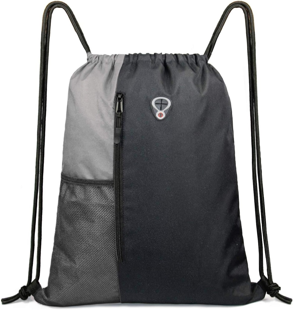 BeeGreem Grey Sport Bag Drawstring Muguras soma Vīriešiem Vingrošanas soma Muguras soma ar ūdens Pudeli Mesh kabatām un divām rāvējslēdzēju kabatām 16" x 20"