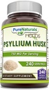 Pure Naturals Psyllium Husk Papildinājums - 750 Mg Per Servējot -- 240 Veggie Kapsulas - Non-GMO --Lutten-free -Ražots ASV