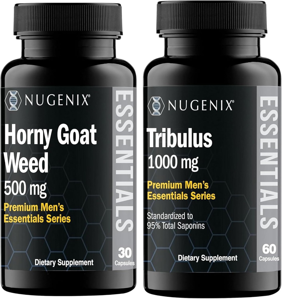 Nugenix Essentials Tribulus Terrestris un Horny Kazas nezāļu piedevas