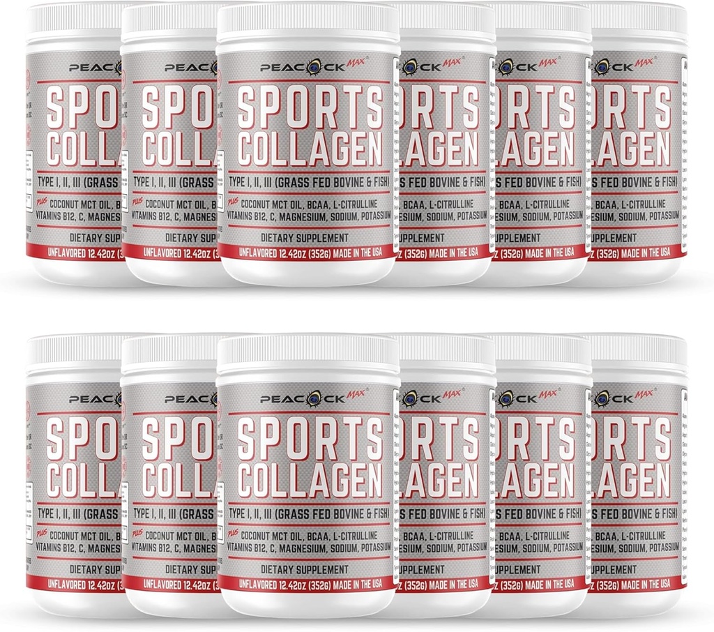 Kolagēna pulveris, 12,42 oz, iepakojums ar 12 - ar zāli barotu liellopu un savvaļas zivju I, II, III tipa hidrolizēts multikolagēna peptīdi, nekarsto olbaltumvielu pulveris ar elektrolīti