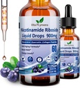 NAD papildinājumi sievietēm un vīriešiem, NAD Nikotinamīds Riboside Resveratrol 900mg & Quercetin, Niacin, Collagen, Biotin, Liquid NAD Plus papildinājums NR900 pretnovecošanās ādas enerģija Longevity Focus Brain